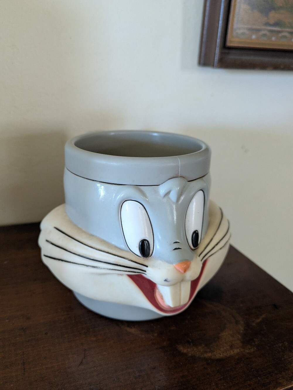 Vintage 1992 Bugs Bunny 3D Face Plastic Mug - Looney Tunes Warner Bros